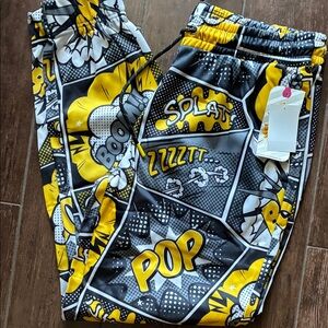 Graphic Comic Print Joggers - Black and Yellow